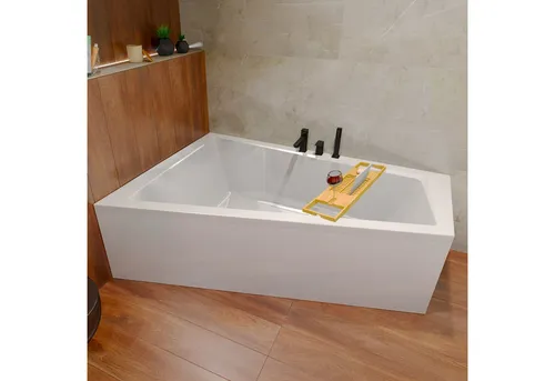 KOLMAN Eckwanne Eckwanne 150x85 INTIMA Links mit AcrylSchürze + Bambus Ablage, Ablaufgarnitur & Füße GRATIS