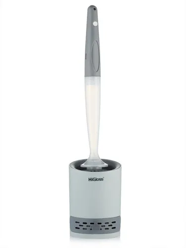 HiGloss WC-Reinigungsbürste „SmartClean“ – Antibakterielle Gummibürste mit integriertem Reinigungsmittelspender - Toilettenbürsten mit antibakterieller Gummibürste für gründliche Reinigung ohne Kratzer. Integrierter Reiniger-Spender für präzise Dosierung und schnelles Trocknen dank Tropfschale.