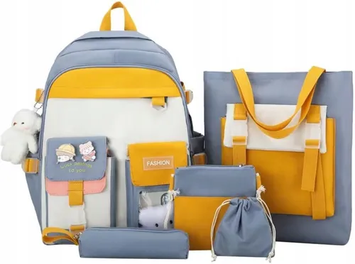Schulrucksack Jugend Schulranzen Set 5 in 1 Federmäppchen Tasche Beutel Groß