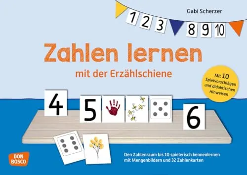 Zahlen lernen mit der Erzählschiene. Erzählschienen-Figurenset: Den Zahlenraum bis 10 spielerisch kennenlernen mit Mengenbildern und 32 Zahlenkarten. ... (Kita-Lernkarten für die Erzählschiene)