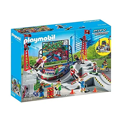 PLAYMOBIL Skate-Bahn 70168 - Fahrzeug Spielsets für Kinder, mit realistischer Skate-Bahn für actionreichen Spielspaß und kreative Abenteuer.