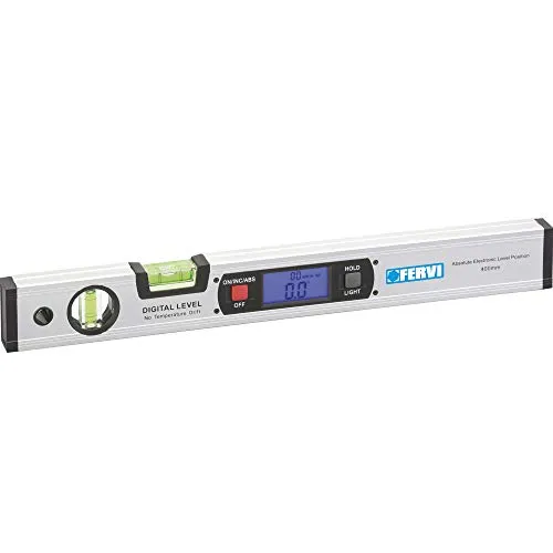 Fervi 0109 Magnetische Wasserwaage, 400 mm - Elektronische Wasserwaage mit Aluminiumkörper, magnetisch und hintergrundbeleuchtet. Ideal für präzise Messungen mit automatischer Abschaltung und Tragetasche.