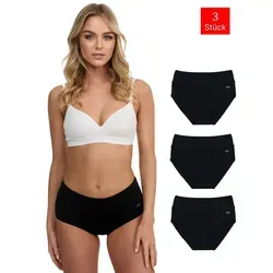 Tazzio Taillenslip 3er-Pack Damen Slip F920 (Packung, 3-St) hoher Bund kaschiert, zeichnet sich nicht ab schwarz XS