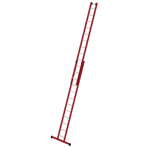 MUNK Kunststoff-Schiebe/Seilzugleiter 2-teilig mit Standtraverse - Leiter mit 12 Sprossen und 1,10 m breiter Standtraverse für hohen Standkomfort und Sicherheit, geprüft nach DIN EN 131, Made in Germany, 15 Jahre Qualitätsgarantie.