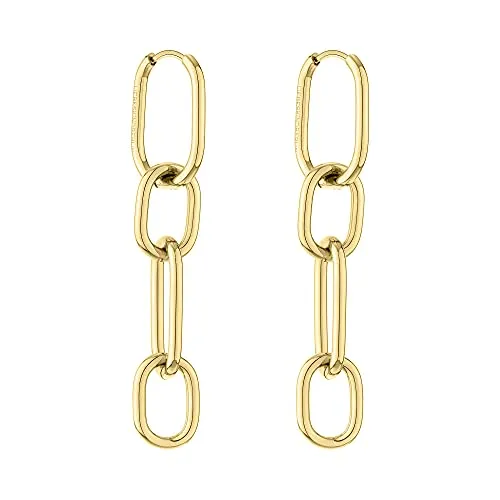 Liebeskind Berlin Ohrhänger LJ-0921-E-55 IP Gold - Ohrringe für Damen aus hochwertigem Edelstahl in IP Gold, 5,5 cm lang, mit klappbarem Verschluss. Perfekt kombinierbar und ein ideales Geschenk für jeden Anlass.