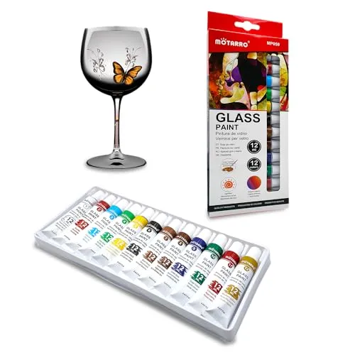 12er Set Acrylfarben für Glas und Porzellan