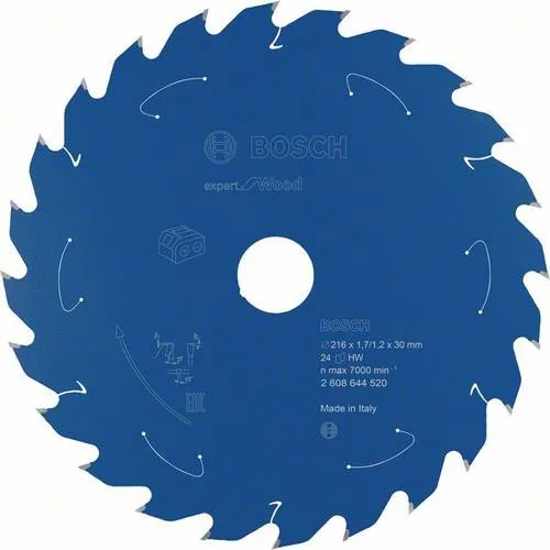 Bosch Accessories 2608644520 Kreissägeblatt 216 x 30mm, 24 Zähne - Kreissägeblätter mit MicroteQ Carbide-Zähnen für maximale Lebensdauer und sauberes Sägen. Ideal für Holz und Holzwerkstoffe, passt auf gängige Akku-Tischkreissägen.