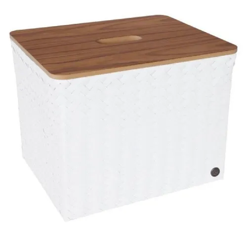 Handed By Aufbewahrungskorb Grand Popular - Regalkorb aus 50% recyceltem Kunststoff, ideal zur stilvollen Organisation und Aufbewahrung in jedem Raum – Maße: 39 x 33 x 30 cm, Farbe: weiß.