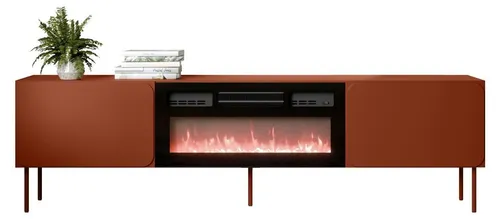 Mirjan24 TV-Lowboard mit LED-Kamin, Rot, Holzwerkstoff, 200x58x40 cm - Stylisches TV-Lowboard mit integriertem LED-Kamin für gemütliche Abende. Maße: 200x58x40 cm. Ideal für Ihr Wohnzimmer, bietet Platz für Unterhaltungselektronik und sorgt für eine warme Atmosphäre.