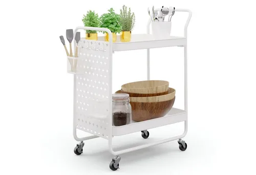 Klarstein Servierwagen mit Rollen – Vielseitiger Küchenwagen aus Metall - Küchen Aufbewahrungswagen mit 3 Etagen, ideal für enge Räume. Robustes Design mit 30kg Tragkraft und 360° beweglichen Rollen für einfache Mobilität.