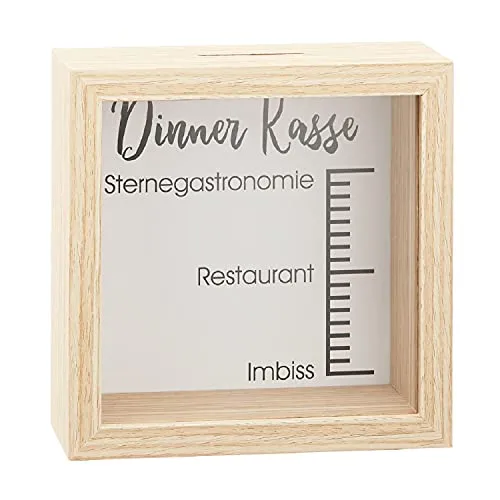 Spardose Bilderrahmen 14,5 x 14,5 cm Holz (Dinnerkasse)