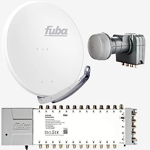 Fuba Sat Anlage 24 Teilnehmer - Komplettset für besten Satellitenempfang - SAT-Antennen: Hochwertige 24-Teilnehmer Anlage mit hervorragender Empfangsqualität und einfacher Montage, ideal für DVB-S2, HDTV und UHD 4K/8K.
