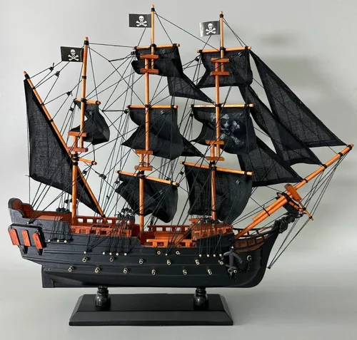 Aubaho Dekoobjekt Piratenschiff aus Holz