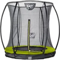 Trampolin EXIT Silhouette Ground Ø 183 cm mit Sicherheitsnetz in Lime - Trampolin für sicheres Springen, mit integriertem Sicherheitsnetz und niedrigem Design für hohe Stabilität und Sicherheit.