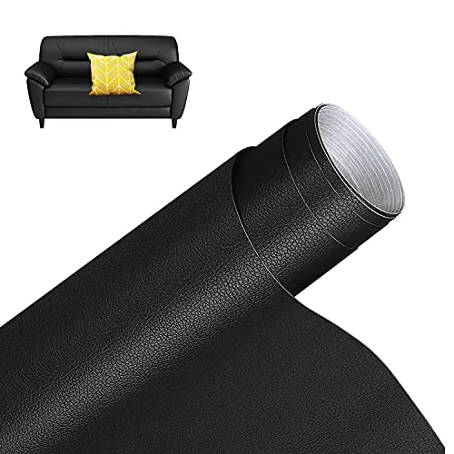 YushengTai Kunstleder Selbstklebende Leder Reparatur Set, Lederflicken Selbstklebende Leder Reparatur Patch 40 x 150cm, für Sofas Autositze Bürostuhl Kopfteil Handtaschen Jacken, Schwarz