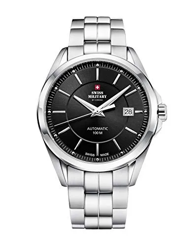 Swiss Military by Chrono Herren Uhr Armbanduhr Automatik Uhrwerk mit Edelstahl Metallarmband Analoge Herrenuhr Silber SMA34085.01