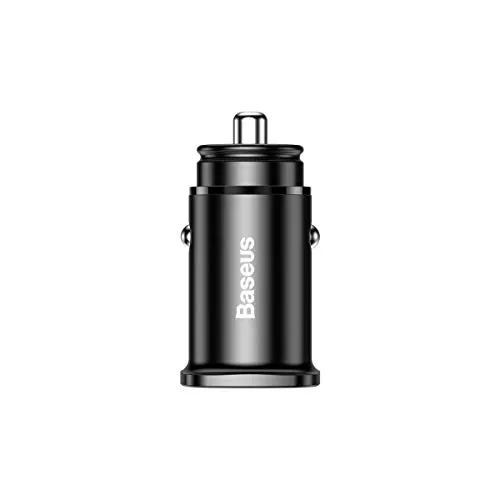 Produktbild Baseus Square Metal Auto Ladegerät, USB-C KFZ Ladegerät mit PD 3.0 Schnellladung für iPhone 12, iPhone 11, iPad Pro, Quick Charge 4+ für Samsung Galaxy S20, S10 und S9, 30W für Huawei, Schwarz
