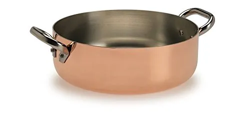 Pentole Agnelli ALCU106PI20 Kupferarmer Topf mit 2 Stahlgriffen, verzinntes Kupfer mit Induktionsboden, 20 cm