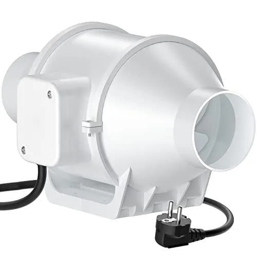 HG Power Rohrventilator 75mm - Leiser und energiesparender Badlüfter mit 230V, ideal für Küchen und Badezimmer. Hohe Luftgeschwindigkeit und einfache Installation dank abnehmbarem Rohrende.