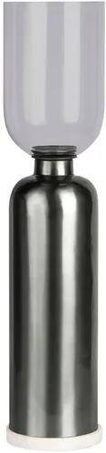 Kayoom Kerzenhalter Shyam 225 - Eleganter Bodenkerzenhalter aus Metall - Kerzenständer mit Marmor-Sockel und schwarzem Glaswindlicht, pflegeleicht und ideal für stilvolle Akzente in Ihrem Wohnraum.