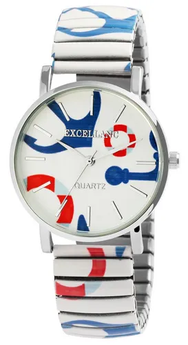 Excellanc Quarzuhr - Elegante Damenuhr mit Zugarmband - Armbanduhren mit hochwertigem Quarzuhrwerk, maritimen Motiven und flexiblem Edelstahl-Zugarmband für hohen Tragekomfort. Ein stilvolles Schmuckstück für jeden Anlass.