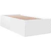 Bettgestell Weiß 90x200 cm aus Holzwerkstoff - Modernes Bettgestell für erholsamen Schlaf, hergestellt aus langlebigem Holzwerkstoff mit stabilen Latten für optimale Matratzenunterstützung. Ideal für jedes Schlafzimmer!