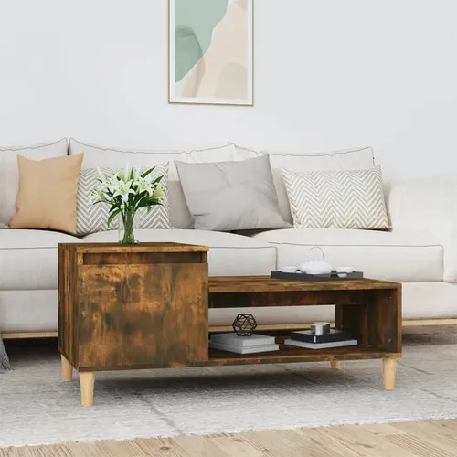 The Living Store Couchtisch Räuchereiche 100x50x45 cm Holzwerkstoff