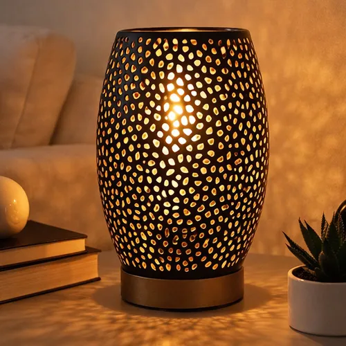 Tischlampe Tischleuchte Wohnzimmerlampe Nachttischlampe schwarz gold H 23 cm