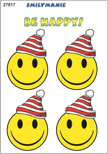 Aufkleber Smily Be Happy! 4er-Set 150 x 105 mm  Sticker Autocollant
