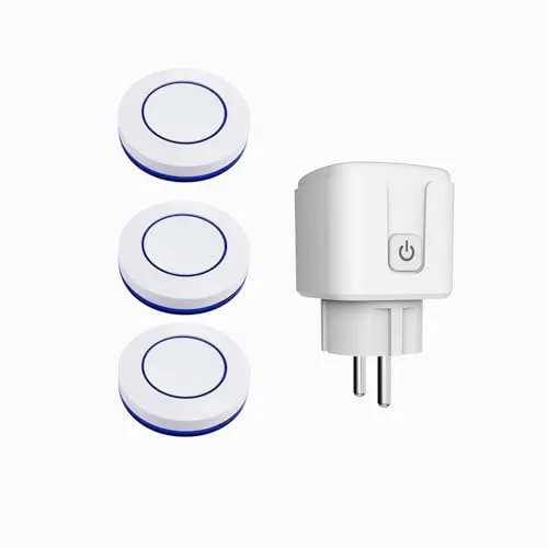 HYHIOTS Funkfernbedienungsbuchse, für den Außenbereich, RF433 MHz, Funksender + Empfänger, kabellose Fernbedienung, 100 m, 3500 W max. Schalter, ohne Kabel (3 Schalter, 1 Empfänger)