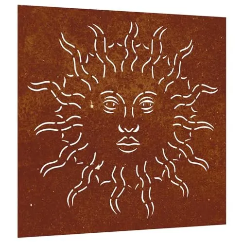 vidaXL Garten Wanddeko mit Sonne-Design - Dekorative Zäune aus wetterfestem Cortenstahl, langlebig und wartungsfrei, verwandelt Wände in Kunstwerke mit ansprechendem Sonnenmuster.