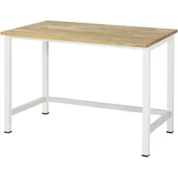 Rau Werktisch Buche-Massiv-Platte 1250x800 mm - Robuster Werktisch aus 25 mm Buche-Massivplatte, ideal für Werkstätten. Mit 5 Jahren Qualitätsgarantie und bis zu 500 kg Flächenlast - perfekt für intensive Nutzung.