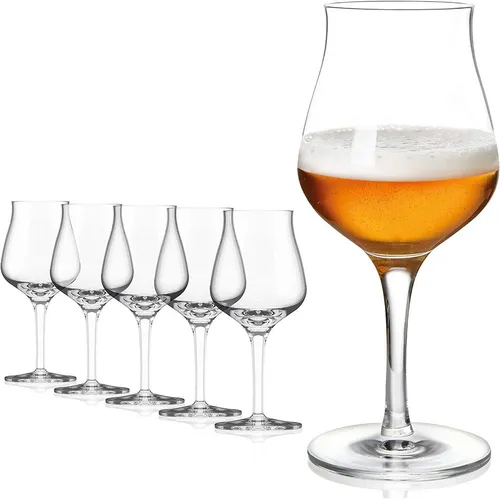 SAHM Bierglas Set - 6 edle Biergläser à 420ml - Biergläser aus hochwertigem, 100% recyclebarem Glas, ideal für Bier-Genuss und Sensorik. Perfekt für jeden Bierliebhaber!