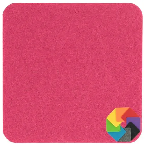 Design Filz Untersetzer eckig - 10x10cm in cyclam für Glas, Getränke, Bar, Tasse, Vase