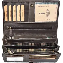 Benthill Geldbörse Damen - Echt Leder Portemonnaie mit RFID-Schutz - Elegante Geldbörse aus echtem Leder in Grau, ausgestattet mit RFID-Schutz, zahlreichen Kartenfächern und einem praktischen Reißverschlussfach für Münzen.