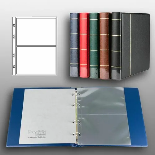 Prophila Postkarten-Album mit 20 Hüllen für 40 Postkarten blau