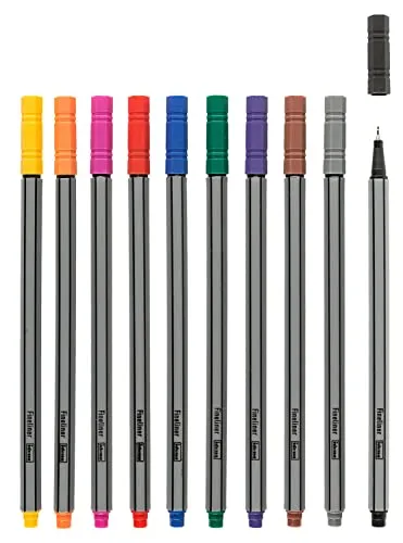 Idena 516113 - Fineliner, 10 Stück, 0,4 mm Stärke, im Etui