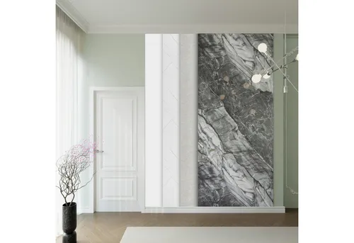 Hexim Wandpaneel, (Marmoroptik 10 Stück 280x122cm Matt & Glänzend Kunststoff Innen & Außenbereich Granit Steinoptik - Badezimmer Wandpaneel Pflegeleicht Wasserfest (34,16 m² HMP04-G)