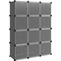 vidaXL Regalsystem mit 12 Würfeln und Türen - Schwarz - Praktisches Regalsystem mit 12 modularen Würfeln, ideal für optimale Raumnutzung und vielseitige Aufbewahrung. Hergestellt aus pflegeleichtem PP-Kunststoff, robust und einfach zusammenbaubar.