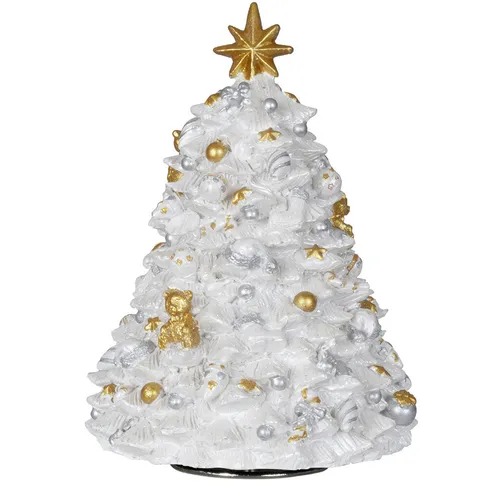 Weihnachts Spieluhr Weihnachtsbaum 17cm dreht sich Deko mechanisch silber weiß