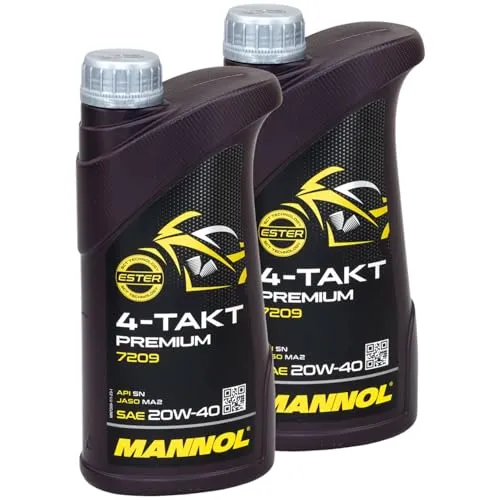 Motoröl 4-Takt Premium 20W40 MANNOL API SN 2 Liter für MBK MZ/MUZ Vespa Victory Yamaha XC Country Fun Boardwalk Cross Country Cross Roads Hammer Judge Kingpin Vegas BT FJ FJR FZ FZR GTS SR TDM