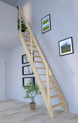 Starwood Raumspartreppe Fichte 2000 gerade mit Holzgeländer - Hochwertige Raumspartreppe aus Fichte, ideal für platzsparende Lösungen in Ihrem Zuhause, hergestellt in Deutschland.