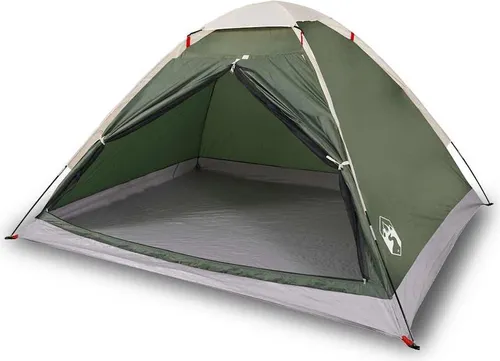 vidaXL Kuppel-Campingzelt 4 Personen Grün - Wasserdichtes Campingzelt für 4 Personen, ideal für Outdoor-Abenteuer. Mit strapazierfähiger Bodenplane und einfachem Zugang durch Reißverschluss. Leicht und tragbar für mühelosen Transport.