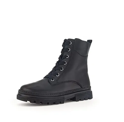 Gabor Damen Combat Boots, Frauen Stiefeletten,Wechselfußbett,Moderate Mehrweite (G),Warmfutter,Winterstiefel,schwarz (Webl.),37.5 EU / 4.5 UK