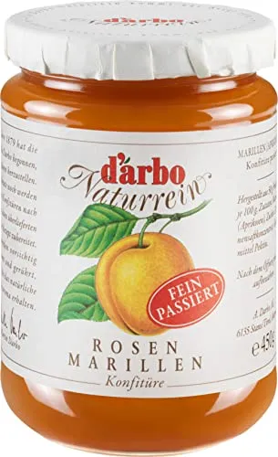 Food-United passierte KONFITÜRE MARILLE 450g Glas von DARBO Naturrein fein passiert Aprikosen fruit jam passend für Aprikosenkuchen Frühstück Füllungen Gebäck Torte Crepes (1)