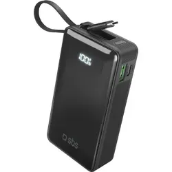 SBS 10.000 mAh Powerbank mit integriertem USB-C Kabel - Powerbank mit 10.000 mAh Kapazität, 20 W Schnellladung und praktischem integrierten USB-C Kabel für maximale Mobilität.