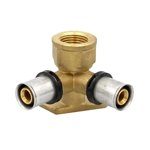 Pipetec Pressfitting Wandwinkel 16x2 mm 1/2 Zoll IG 90° Wandscheibe doppelt TH Kontur Verbundrohr, DVGW, TH-Profil