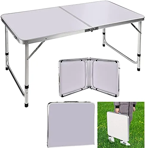cm höhenverstellbarer Klapptisch aus Aluminium – Faltbar und Tragbar für Camping und Picknick