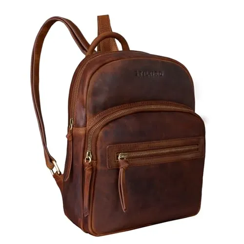 STILORD Damen-Rucksack 'Alba' aus braunem Leder - Vintage Handtasche - Damen-Rucksackhandtaschen aus echtem Leder mit zeitlosem Vintage-Design, ideal für Stadt, Uni oder Shopping. Verfügt über ein geräumiges Hauptfach und verstellbare Trageriemen für höchsten Komfort.