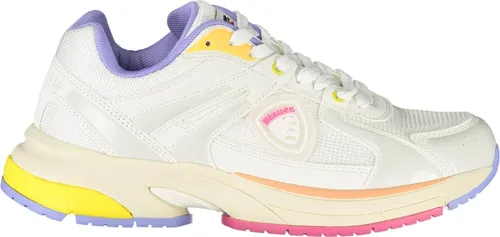Damen-Sportschuh in Weiß mit bunten Details - Sneaker mit herausnehmbarem Fußbett für optimalen Komfort und auffällige Akzente in Flieder, Pfirsich, Fuchsia und Gelb – perfekt für aktive Frauen, die Stil und Funktionalität schätzen.